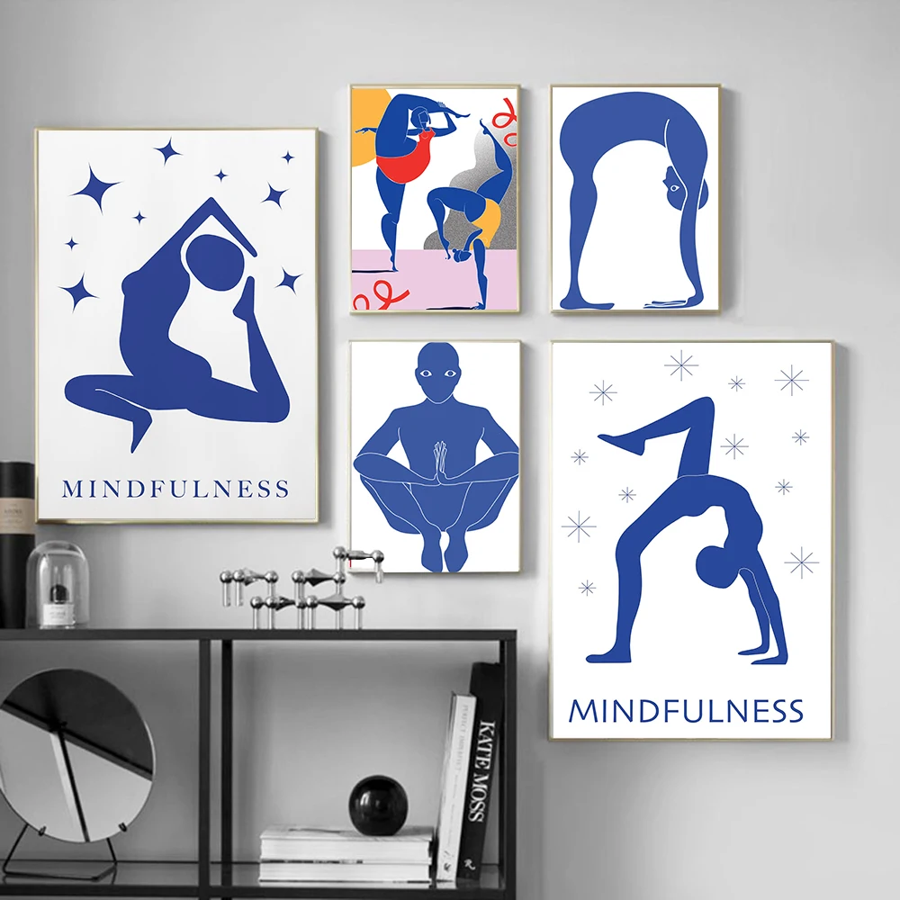 Home Gym Yoga Studio - Póster Abstracto de Posturas de Yoga