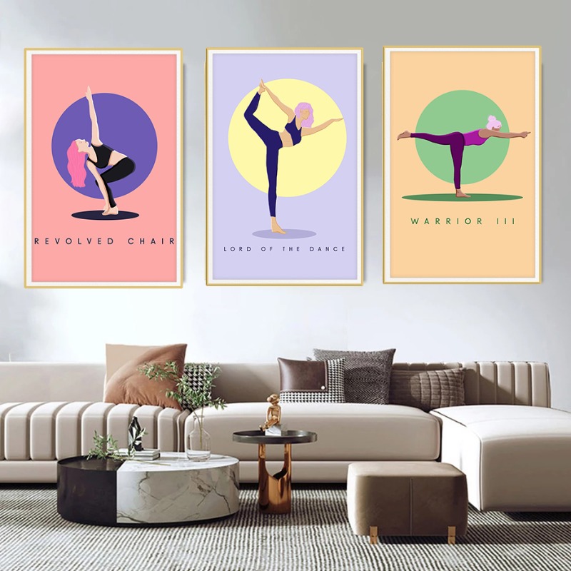 Póster de poses de Yoga abstra - Home Gym Yoga Studio reseña y precio
