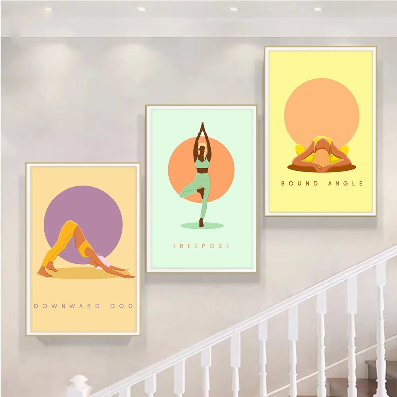 Póster de poses de Yoga abstra - Home Gym Yoga Studio reseña y precio