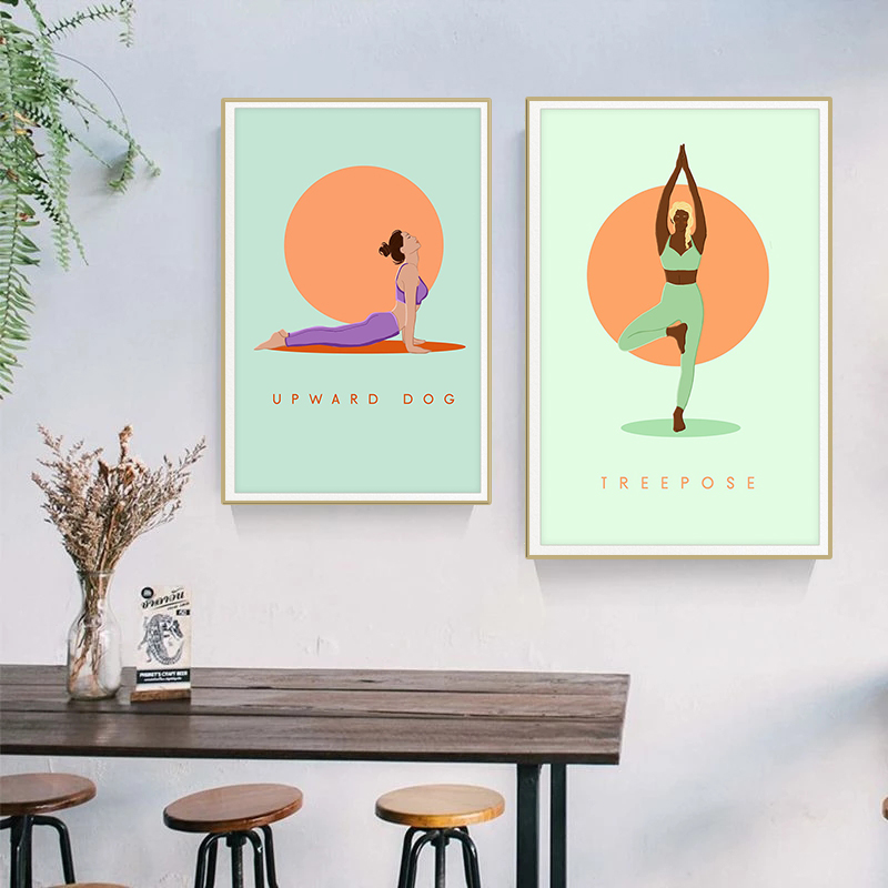 Póster de poses de Yoga abstra - Home Gym Yoga Studio reseña y precio