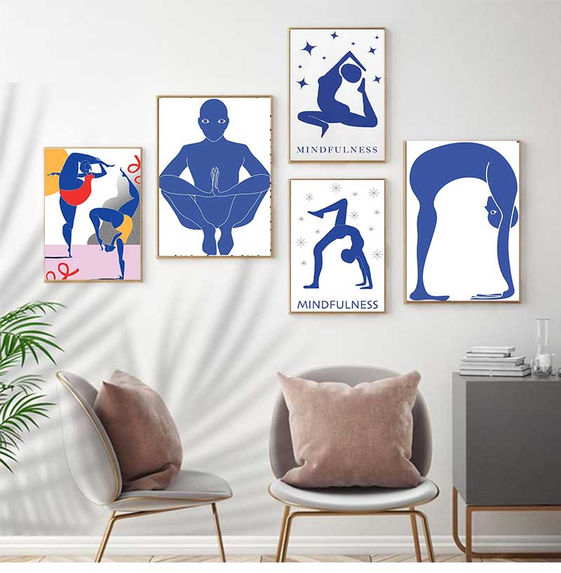 Póster abstracto de postura de - Home Gym Yoga Studio reseña y precio