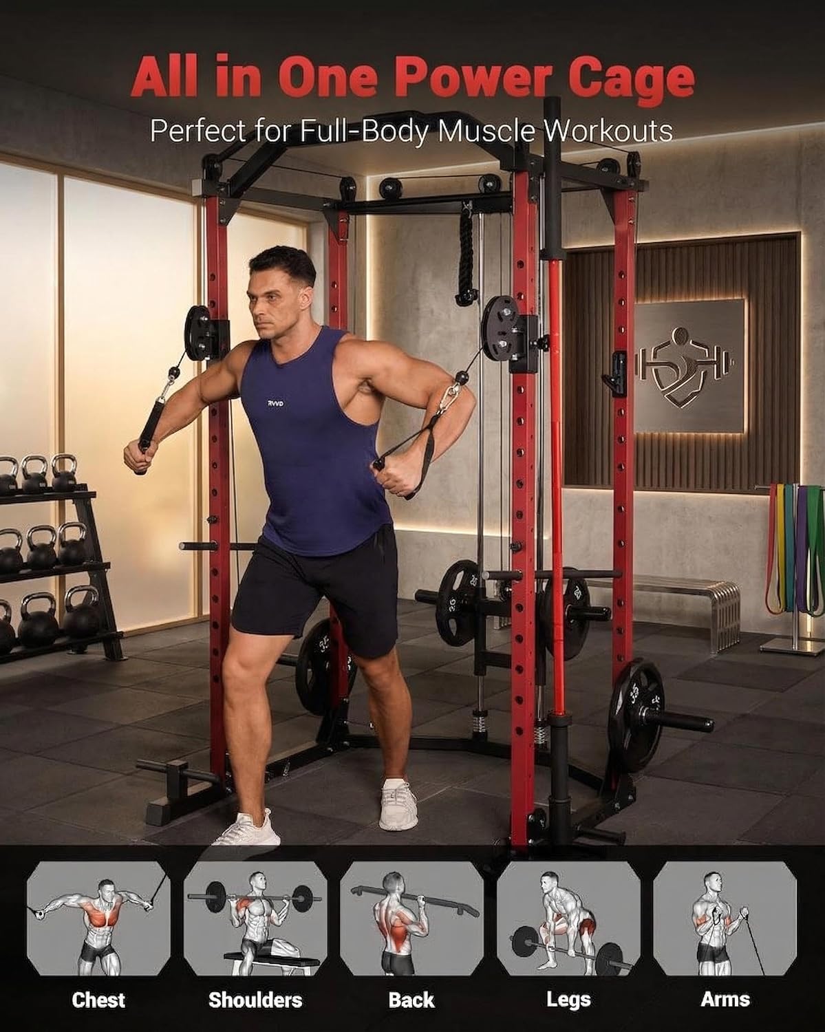 Jaula de potencia multifuncion - Home Gym Rack With Cables reseña y precio